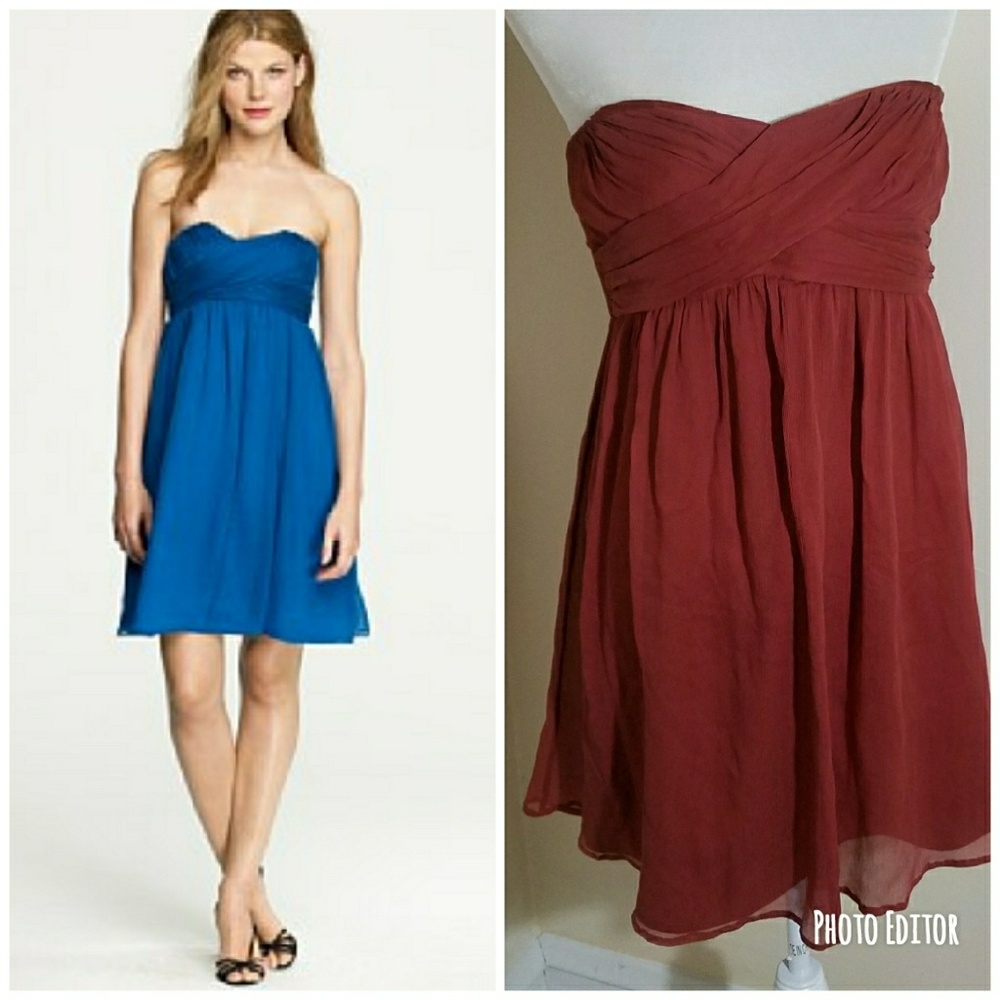 J. Crew Taryn Silk Dress. Strapless. Size 8